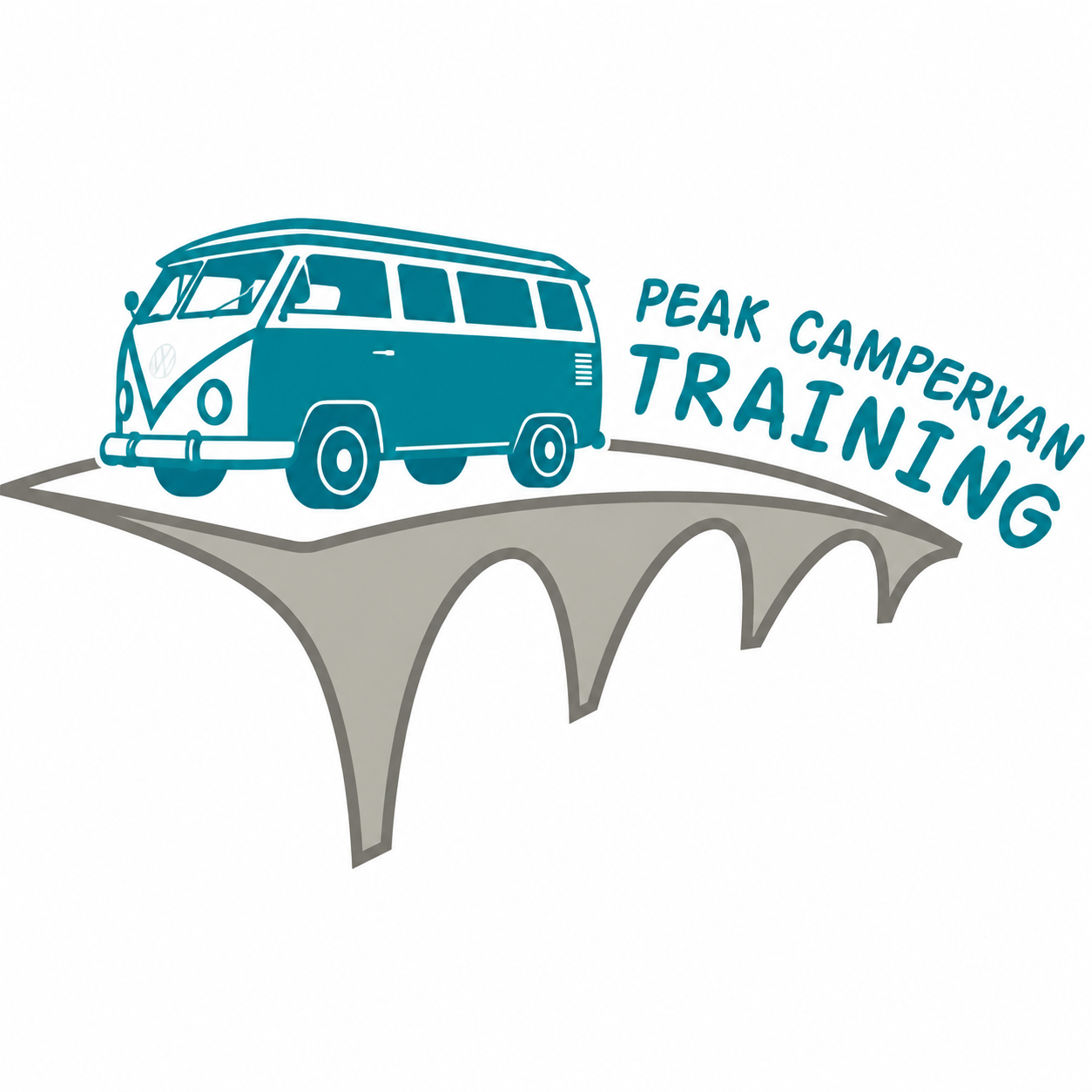 Peak Campervan Training: campervan and viaduct logo